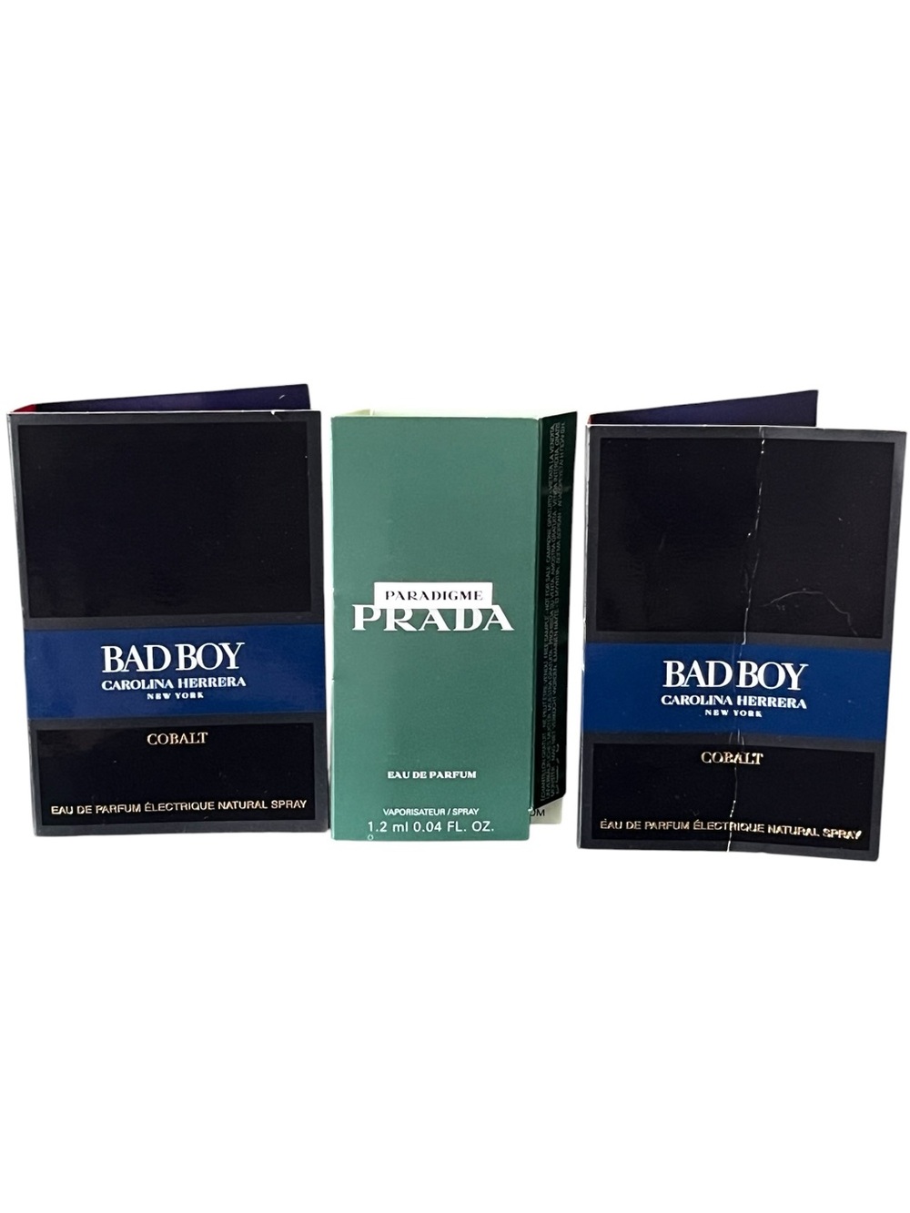 Prada Paradigme & Bad Boy Cobalt Cologne Spray Trio Brand New